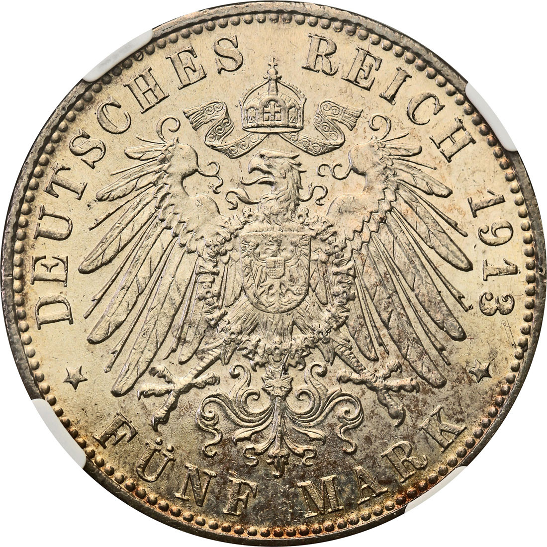 Niemcy. Bawaria. 5 marek 1913 D, Monachium NGC MS64 (2 MAX) - Piękne